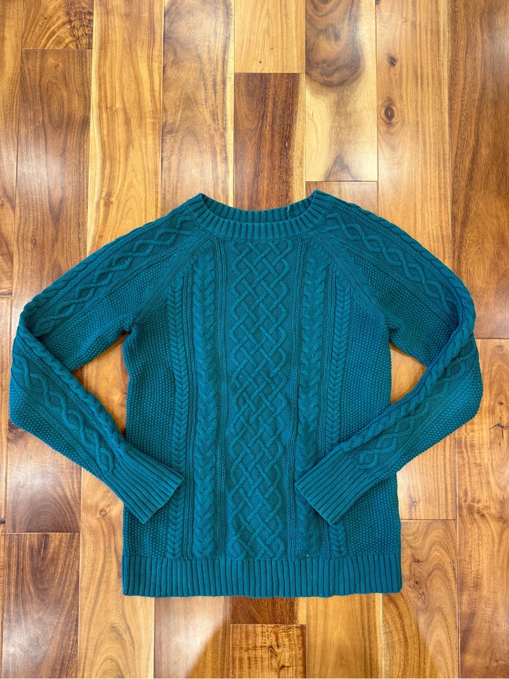 GAP Teal Cable Knit Crewneck Sweater